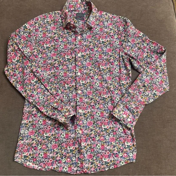 Grand Frank slim fit floral button down Size 16.5 41/42 - Picture 2 of 7